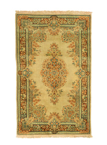 3x5 Overdyed Oriental Nain Floral Faded Olive Green Rug 1302 - west of hudson