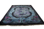 9x12 Overdyed Blue Purple Formal Floral Deco Wool Rug 2923 - west of hudson