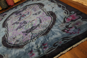 9x12 Overdyed Blue Purple Formal Floral Deco Wool Rug 2923 - west of hudson