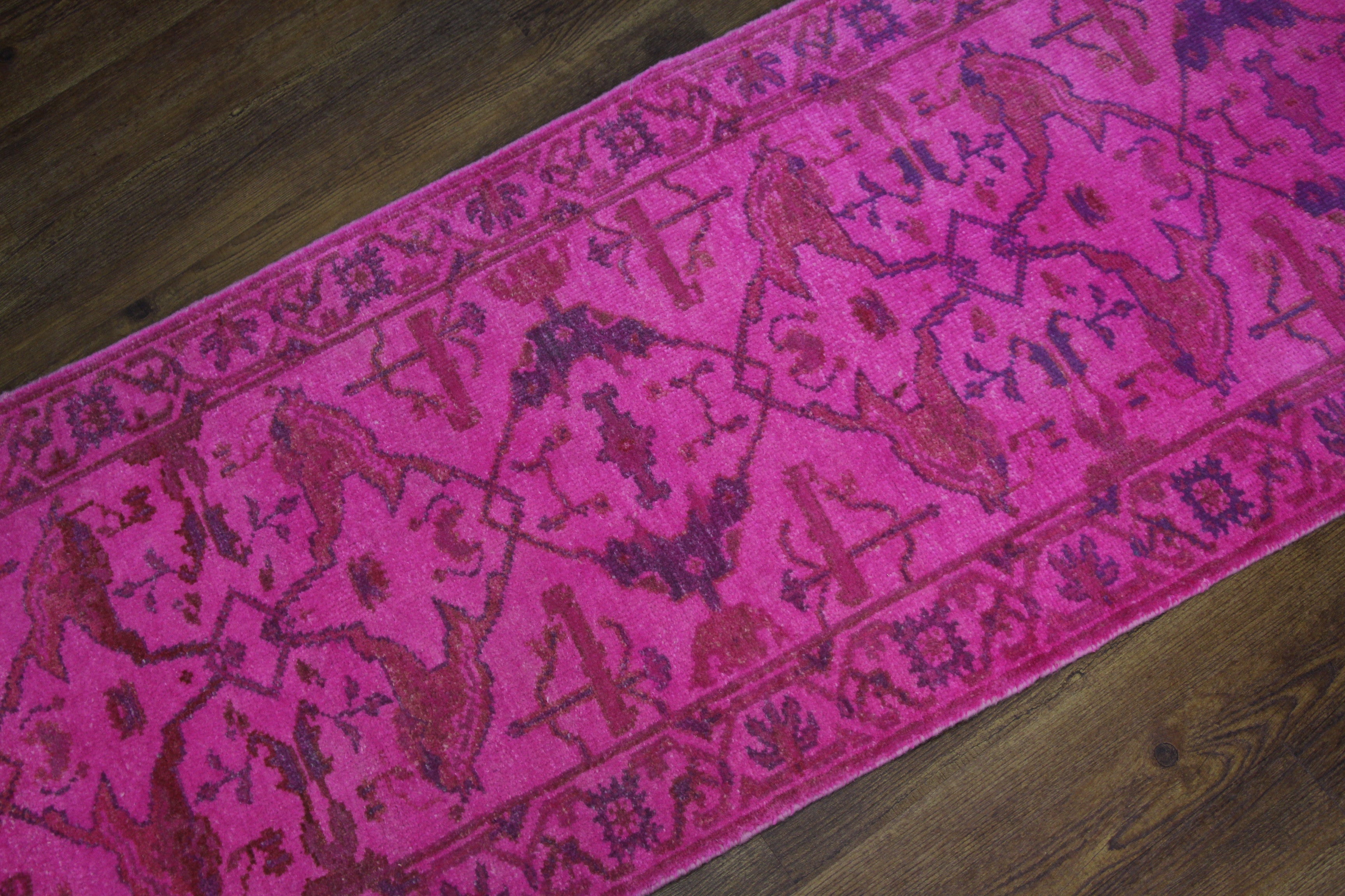 3x12 Hot Pink Overdyed Runner 2782 - west of hudson