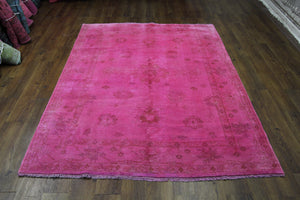 6x8 Overdyed Hot Pink Turkish Ushak Rug 2784 - west of hudson