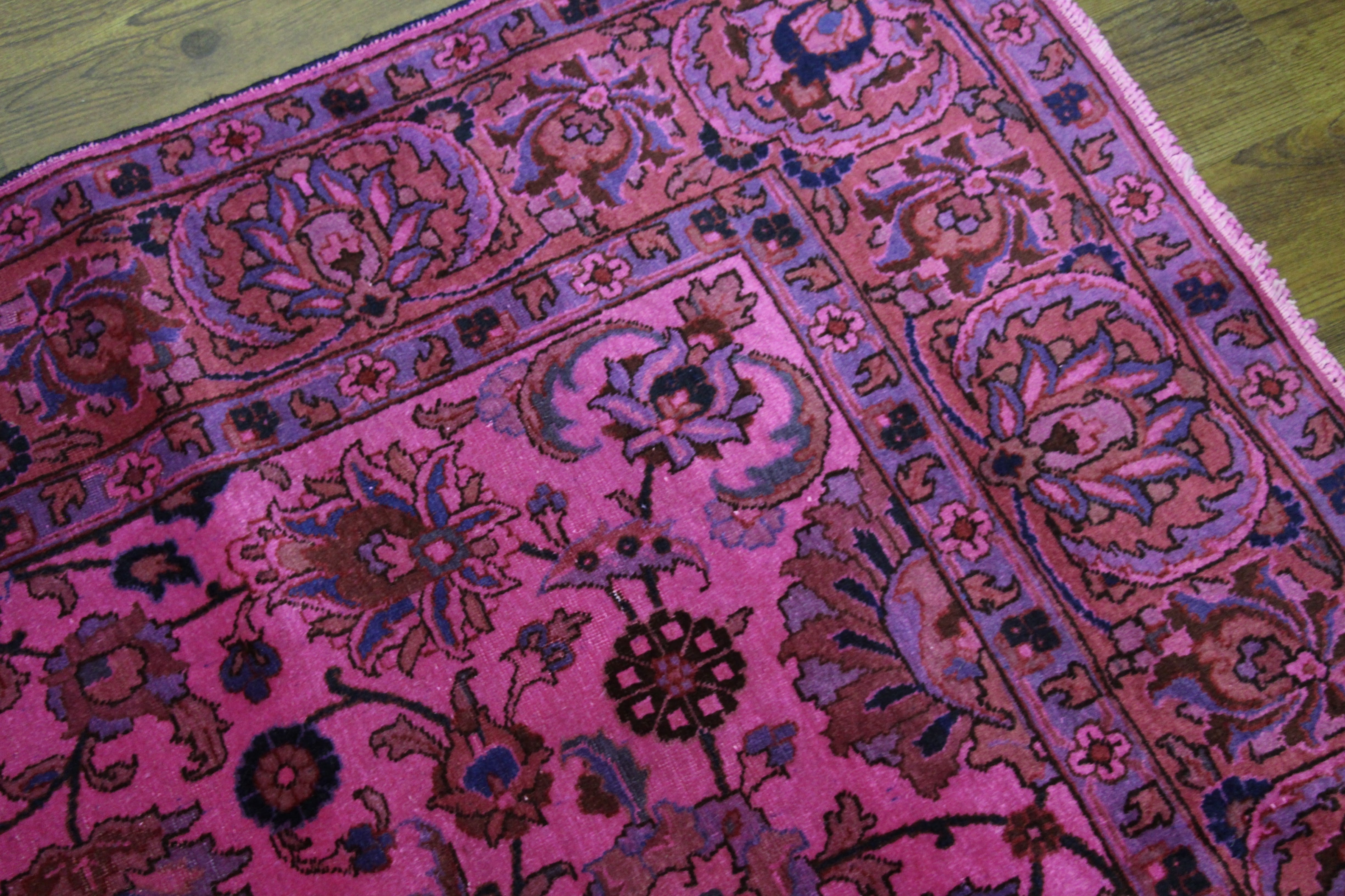 6x9 Overdyed Hot Pink Oriental Semi Antique Rug 2805 - west of hudson
