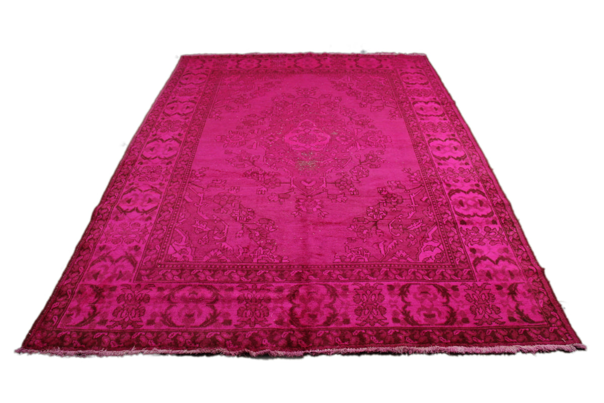6x9 Overdyed Hot Pink Rug Distressed Vintage Oriental 2823