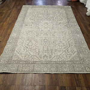 6x9 Distressed Beige Antique Washed Rug Vintage Style Hand Knotted 100% Wool 2979