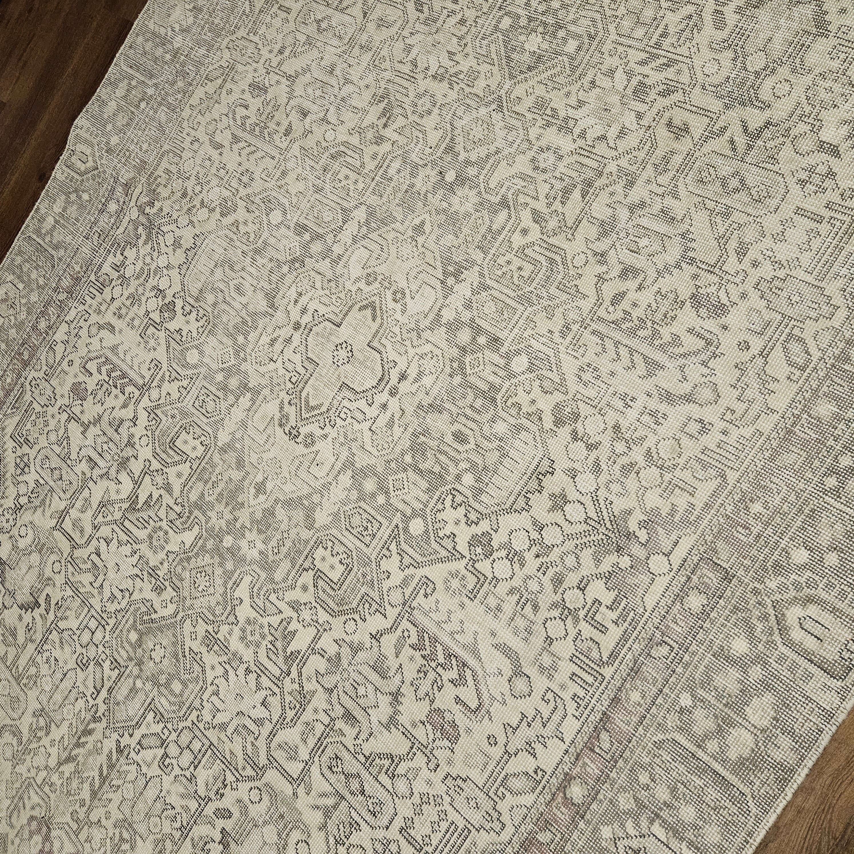 6x9 Distressed Beige Antique Washed Rug Vintage Style Hand Knotted 100% Wool 2979