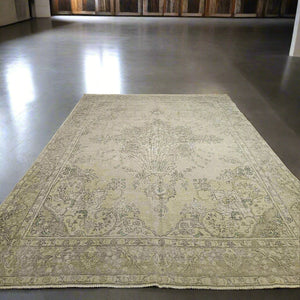 9x13 Distressed Beige Antique Washed Rug Vintage Style Hand Knotted 100% Wool 2981