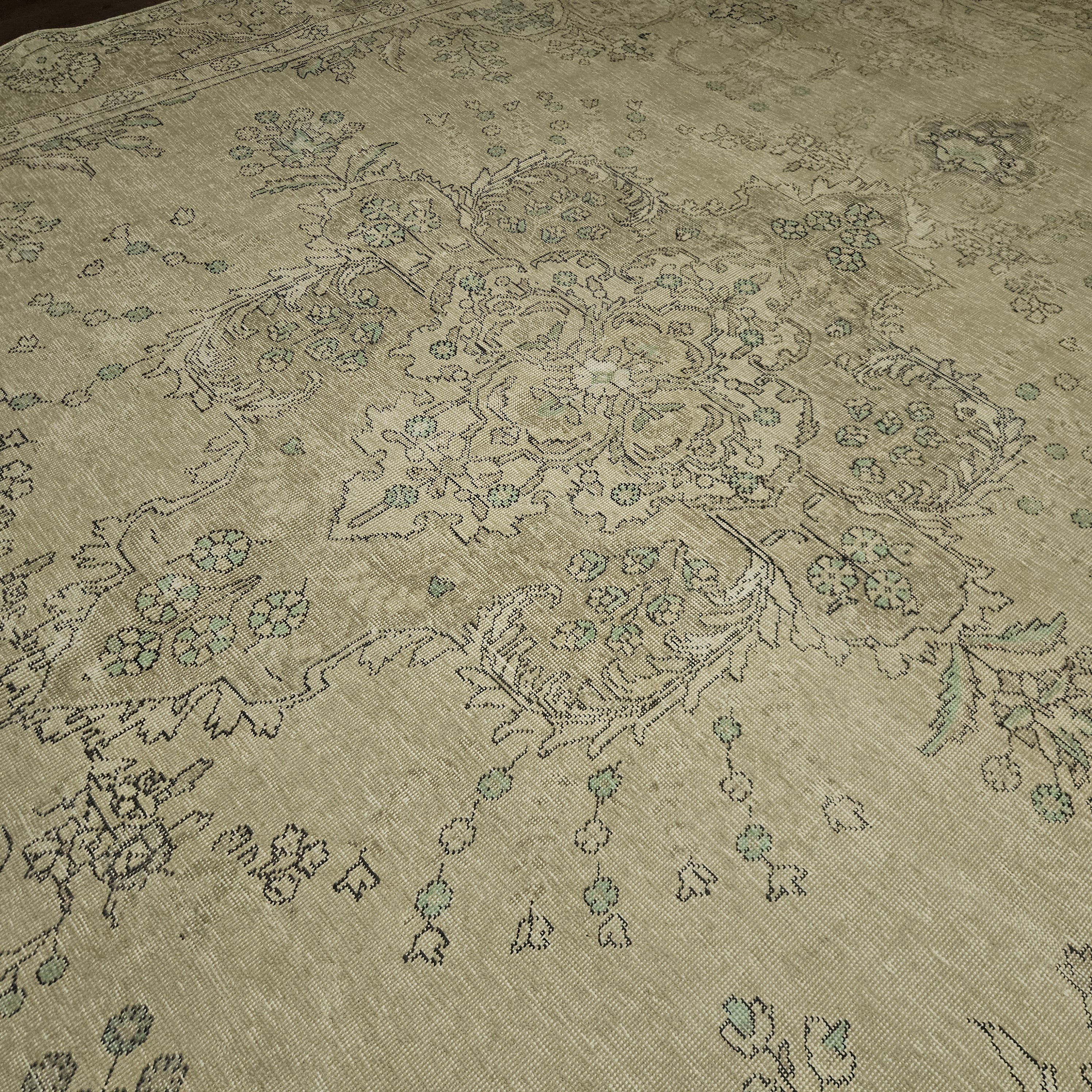 9x13 Distressed Beige Antique Washed Rug Vintage Style Hand Knotted 100% Wool 2981