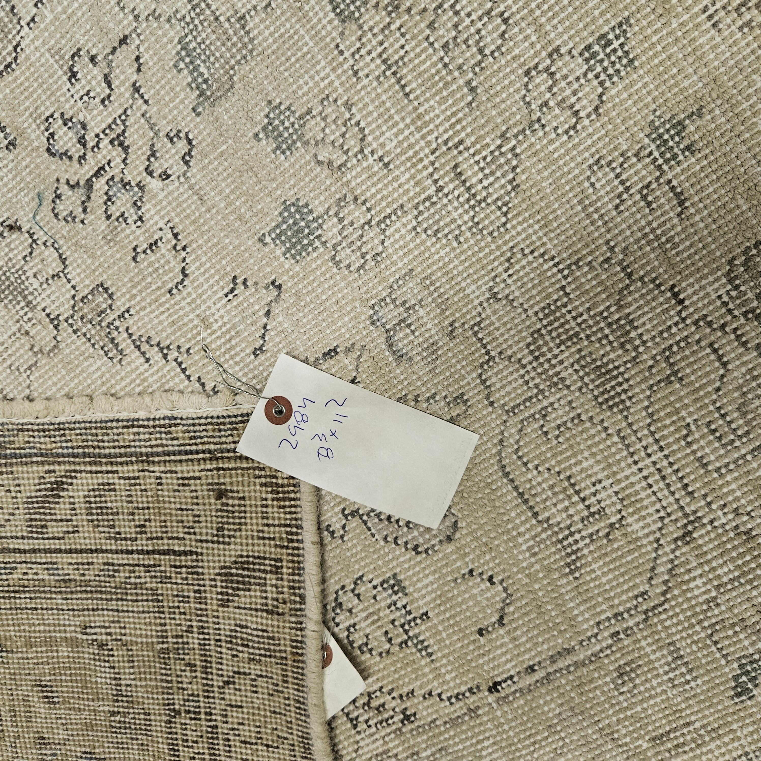 8x11 Distressed Beige Antique Washed Rug Vintage Style Hand Knotted 100% Wool 2984