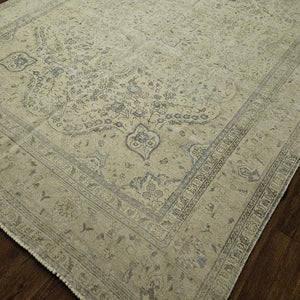 8x11 Distressed Beige Antique Washed Rug Vintage Style Hand Knotted 100% Wool 2984