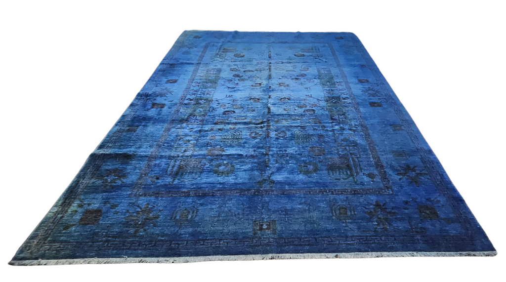 9x12 Blue Peshawar Rug Overdyed Chobi Ziegler Mahal Oriental Carpet 2970
