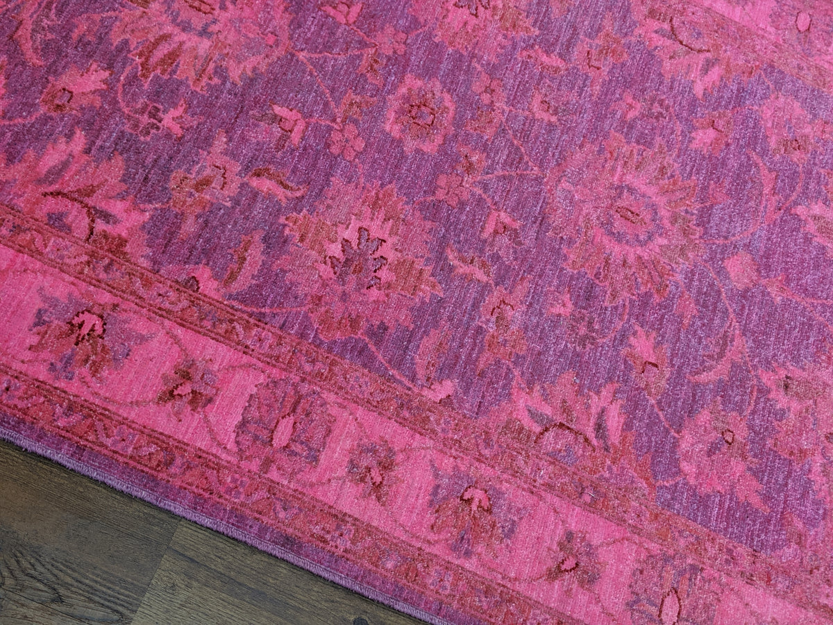 4x6 Peshawar Hot Pink Lavender Rug Over-Dyed Handknotted Wool 2959