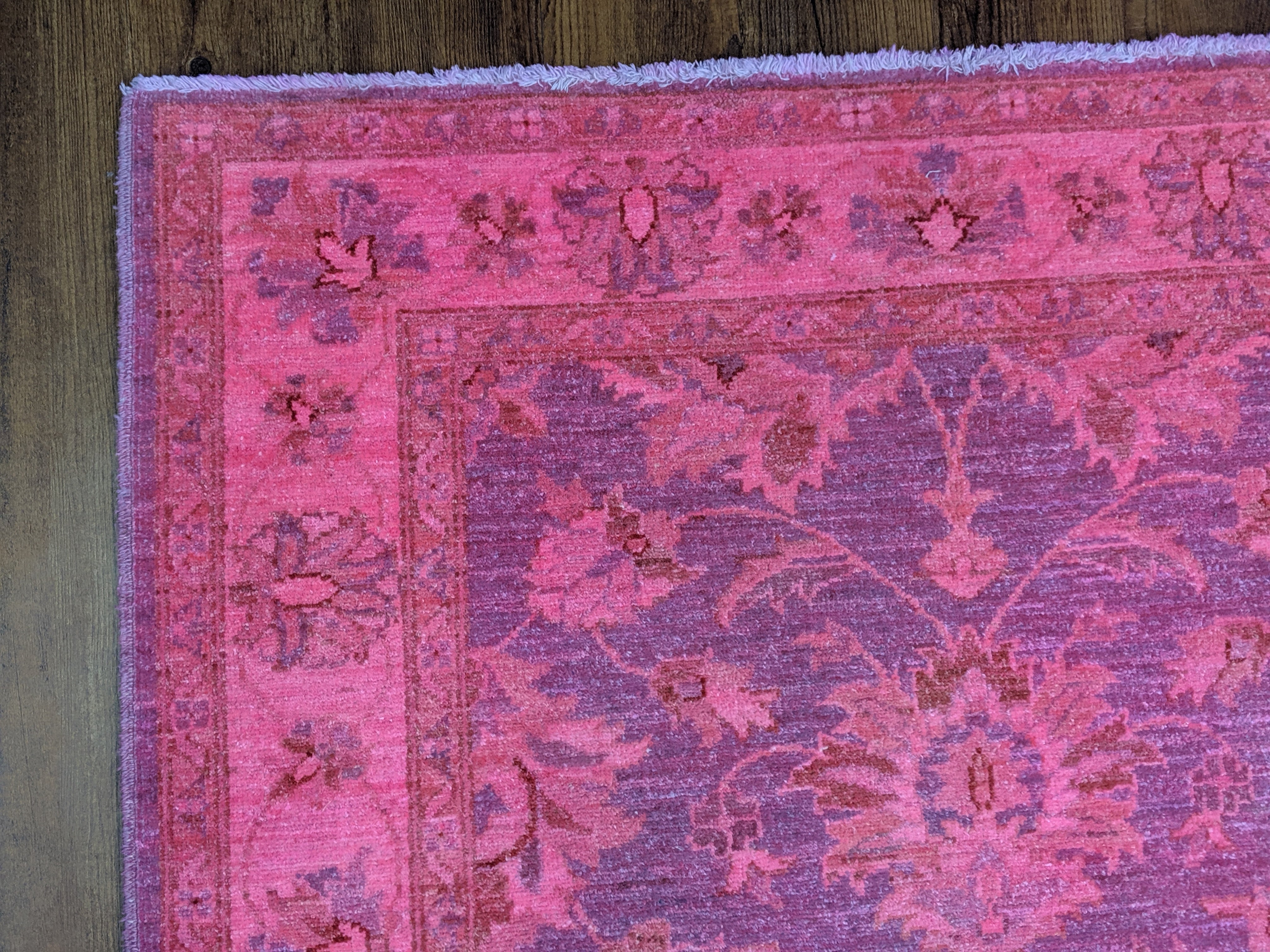 4x6 Peshawar Hot Pink Lavender Rug Over-Dyed Handknotted Wool 2959
