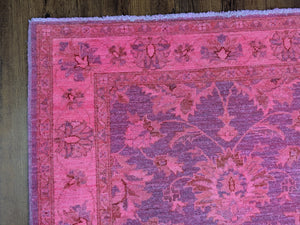 4x6 Peshawar Hot Pink Lavender Rug Over-Dyed Handknotted Wool 2959