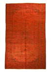 7x11 Overdyed Vintage Oriental Orange Rug 2559 - west of hudson