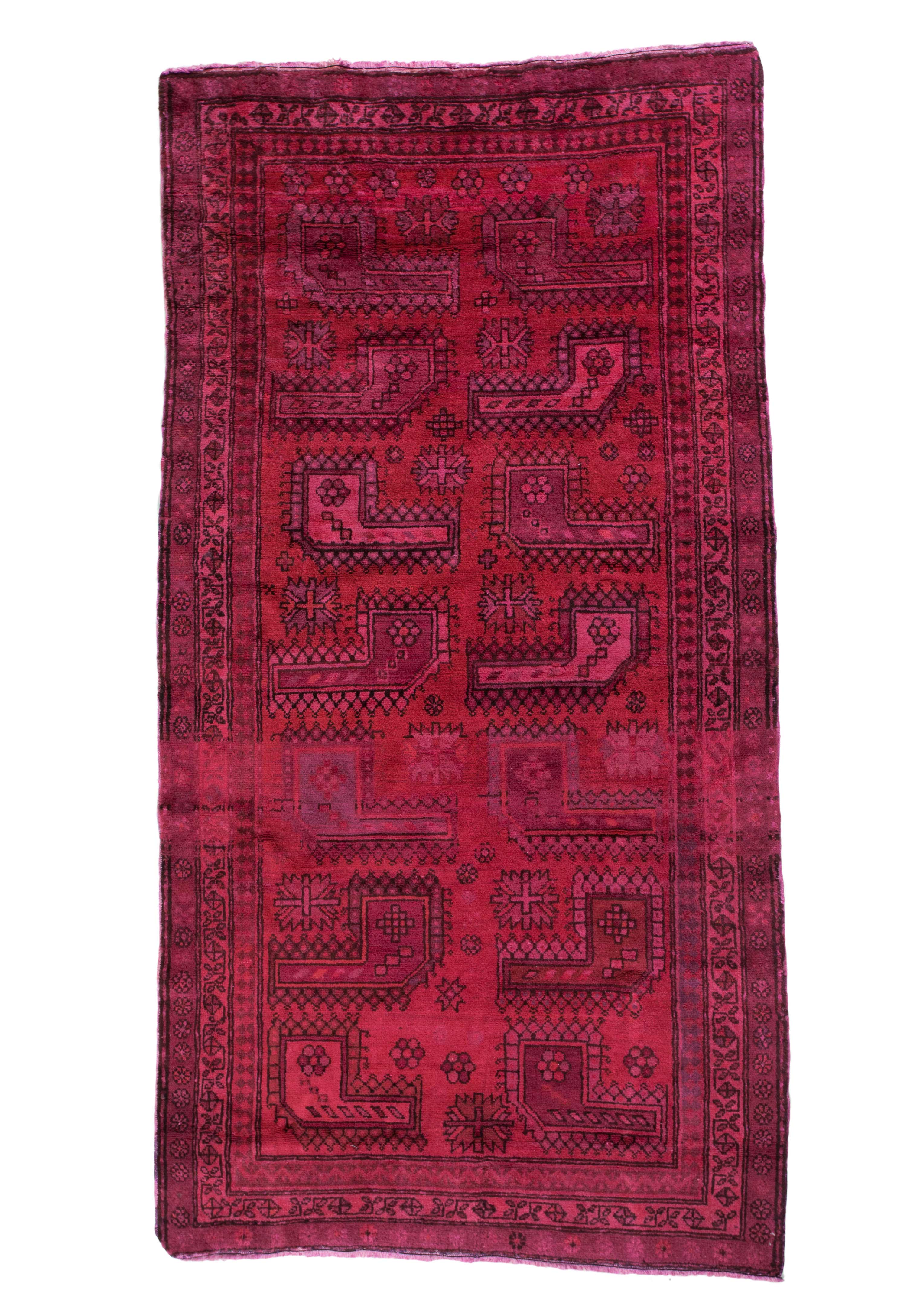 Over-Dyed Vintage Kazak Brick & Pink Rug
