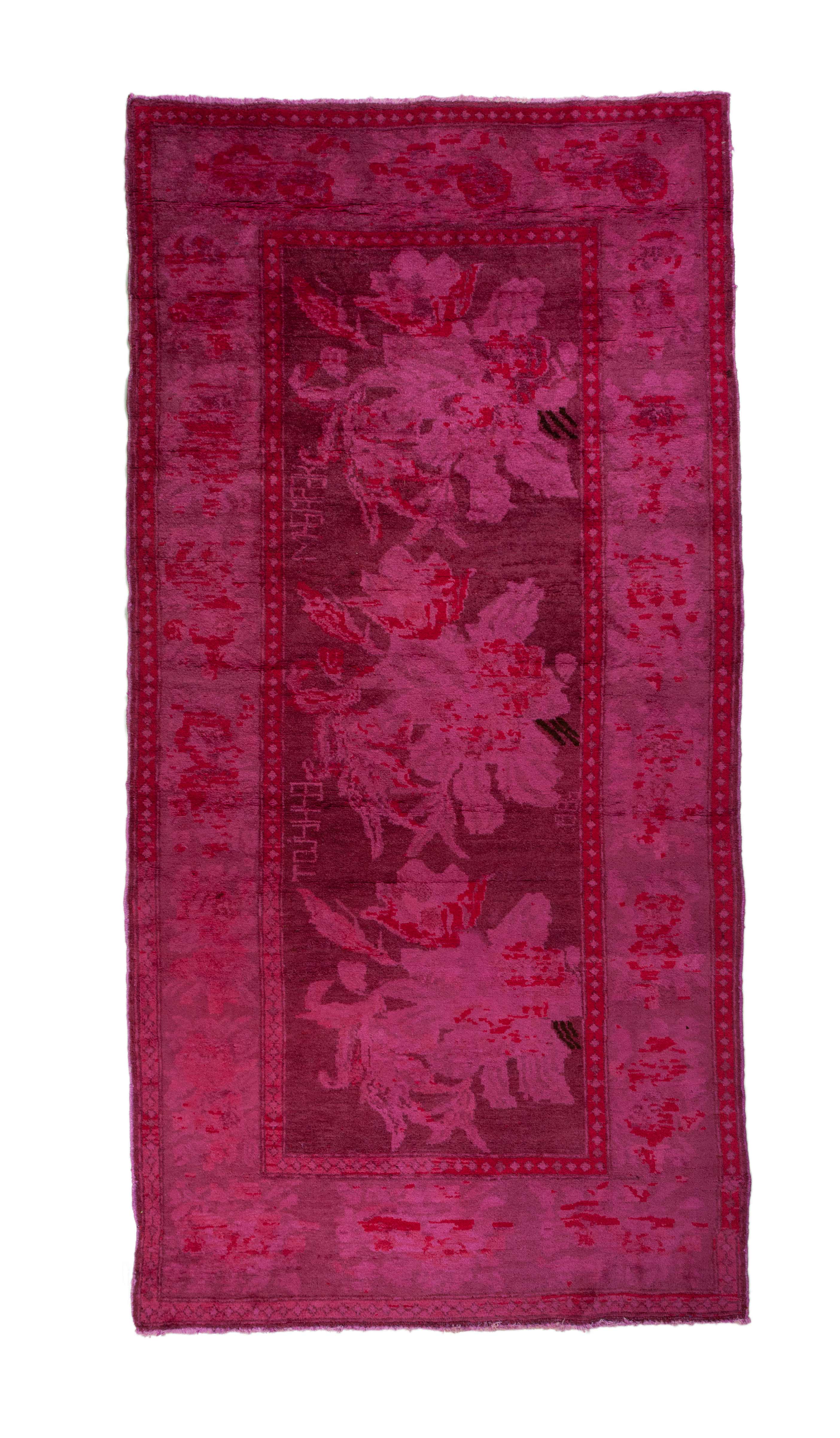 Vintage hot pink overdyed rug