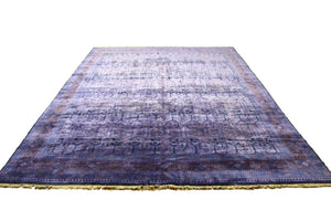 9x12 Deep Purple Rug Overdyed Chinese Art Deco 2844 - west of hudson