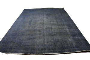 9x13 Vintage Oriental Rug Distressed Denim Blue 2877 - west of hudson