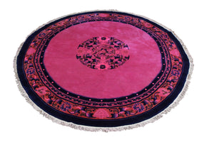 6x6 Overdyed Round Hot Pink Chinese Deco Rug 2912 - west of hudson