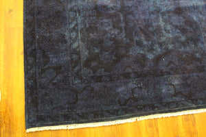 6x9 Blue Turkish Ushak Overdyed 100% Wool Rug 2924 - west of hudson