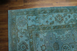 8x10 Aqua Teal 100% Wool Area Rug Turkish Ushak 2930 - west of hudson