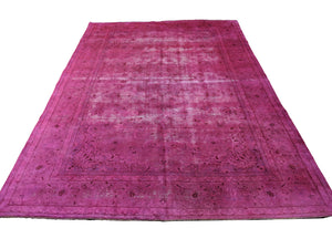 9x13 Hot Pink Distressed Authentic Vintage Oriental Area Rug  9x13 2931 - west of hudson