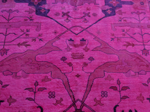 9x12 Ushak Overdyed Hot pink 100% Wool Oushak Rug 2933 - west of hudson