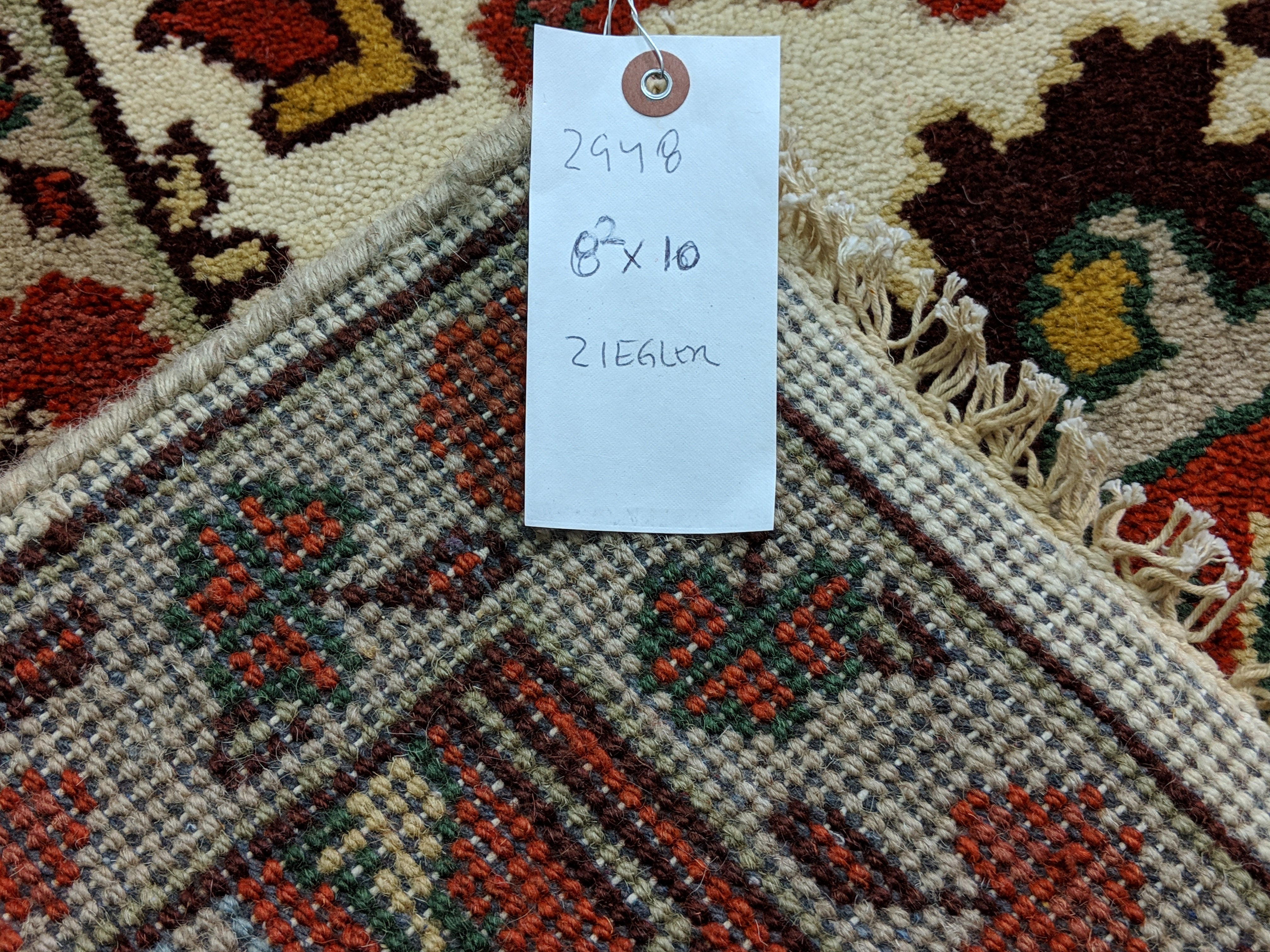 8x10 Handmade Ziegler Mahal Area Rug Beige 100% Wool Pile 2948