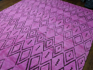 9x12 Moroccan Berber 100% Wool Rug Modern Tulu Pink 2955