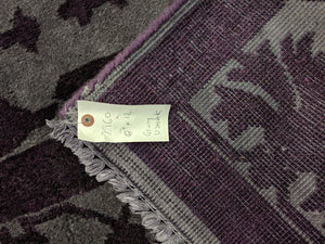 9x12 Ushak Charcoal Gray 100% Wool Pile Area Overdyed Rug 2960