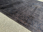 10x13 Authentic Vintage Over-Dyed Charcoal Gray Rug 100% Wool 2961