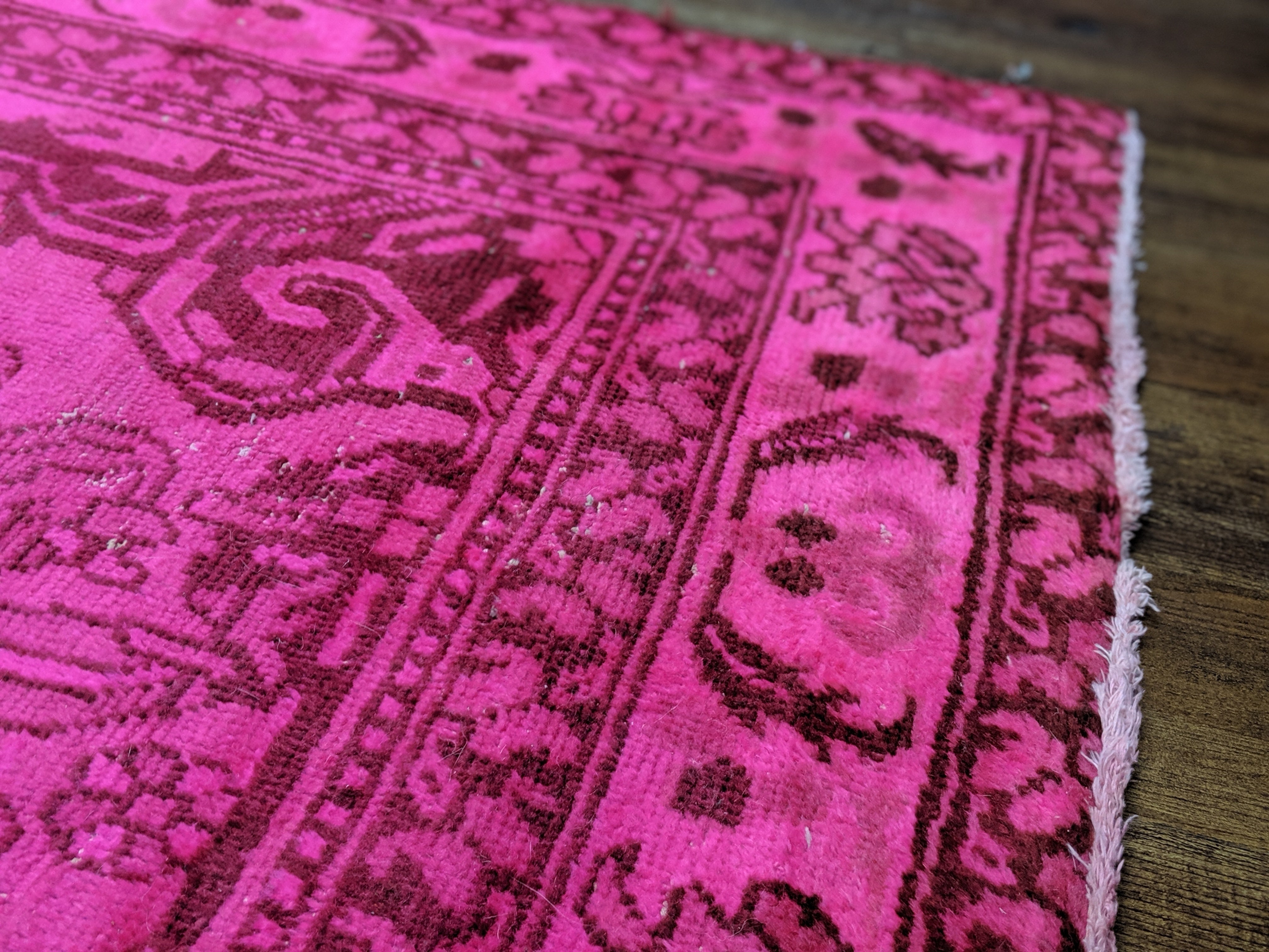 Overdye Rug Pink 6x9 Overdyed Hot Pink Distressed Vintage Rug 2798