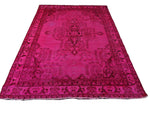 6x9 Overdyed Hot Pink Distressed Vintage Rug 100% Wool 2963