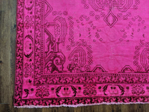 6x9 Overdyed Hot Pink Distressed Vintage Rug 100% Wool 2963
