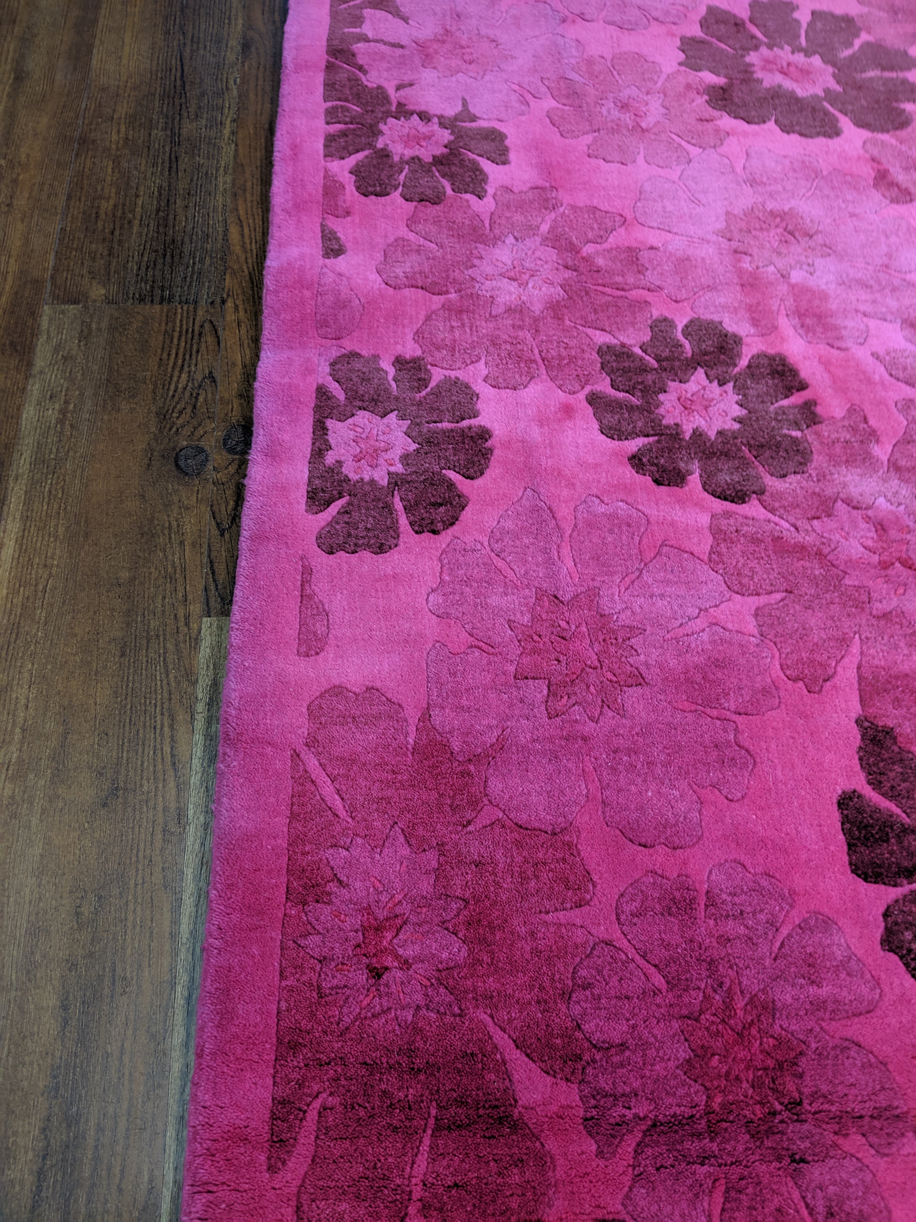 Overdye Rug Pink 5x8 Overdyed Pink Floral 100% Wool Rug 2964
