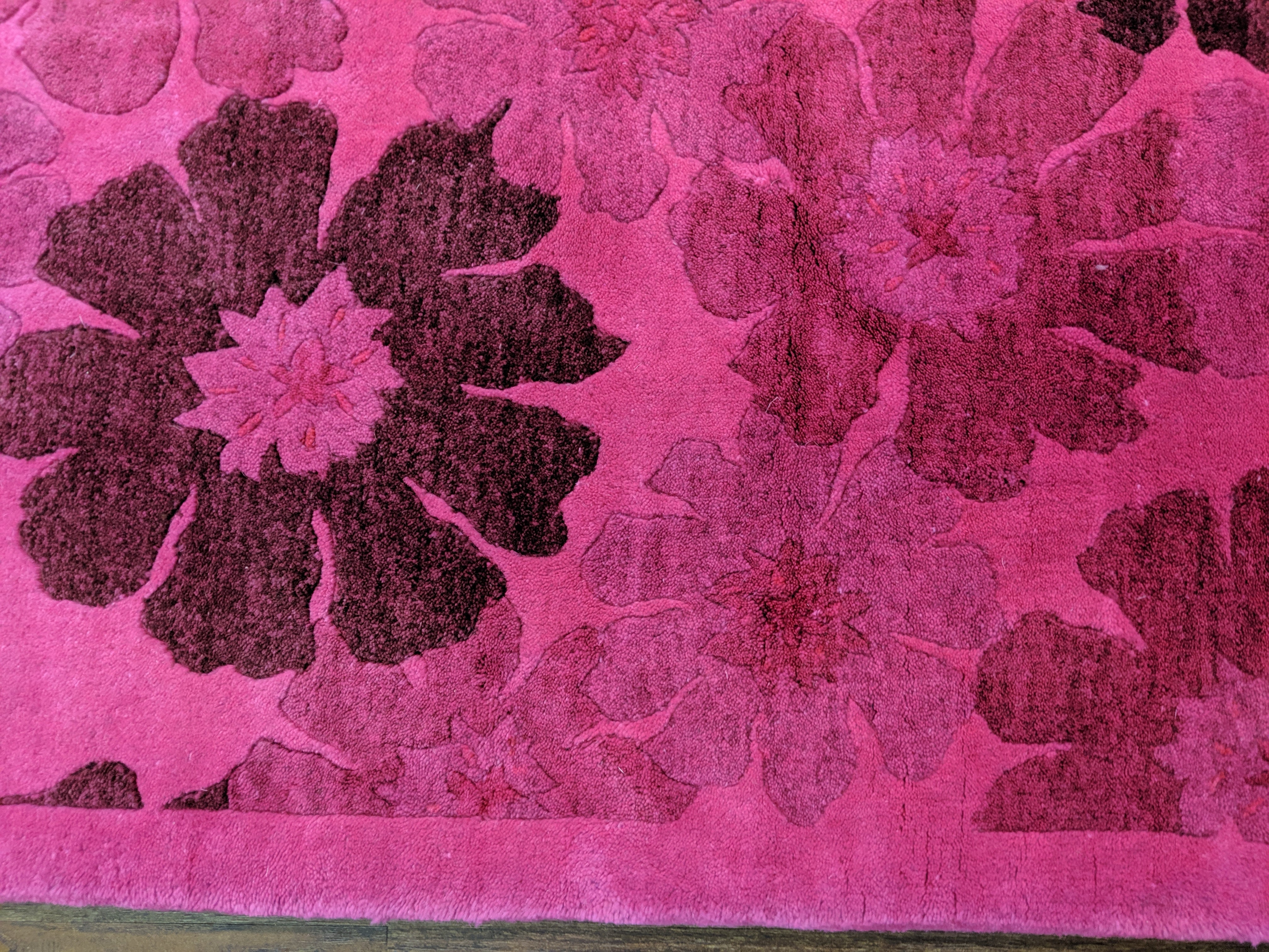 5x8 Overdyed Pink Floral 100% Wool Rug 2964