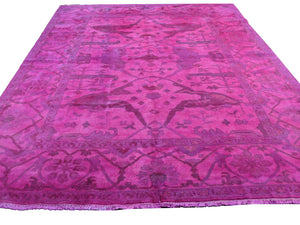 8x10 Overdyed Hot Pink Rug Turkish Ushak 100% Wool 2935 - west of hudson