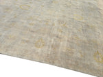 14x14 Upscale Hand-Knotted Light Gray Overdyed 100% Hand-Spun Wool Rug Square