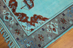 4x6 Overdyed Teal Rug Turkish Wool Pile 2718 - west of hudson