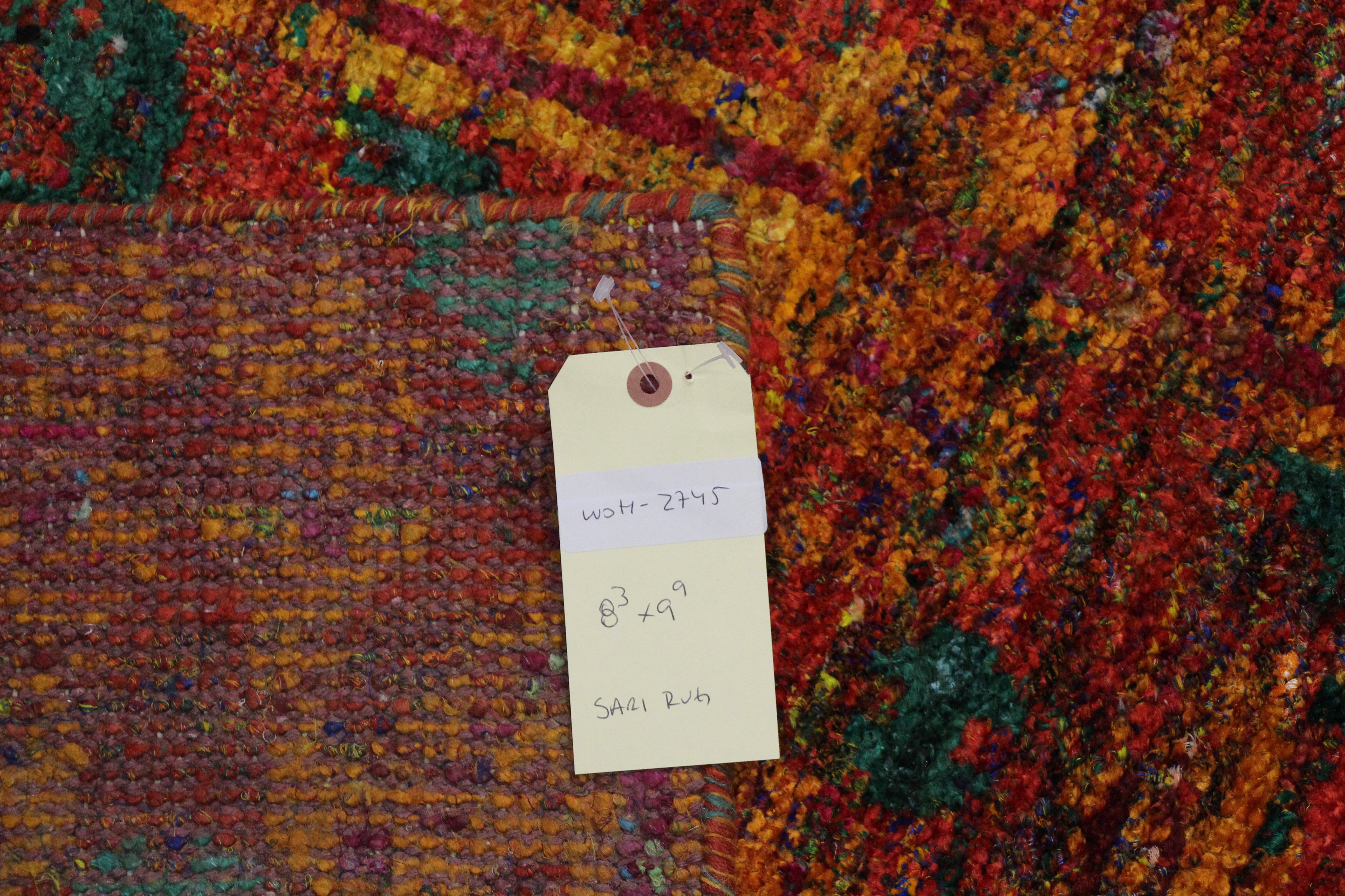 8x10 Indian Sari Art Silk One Of a Kind Handmade Rug 2745 - west of hudson