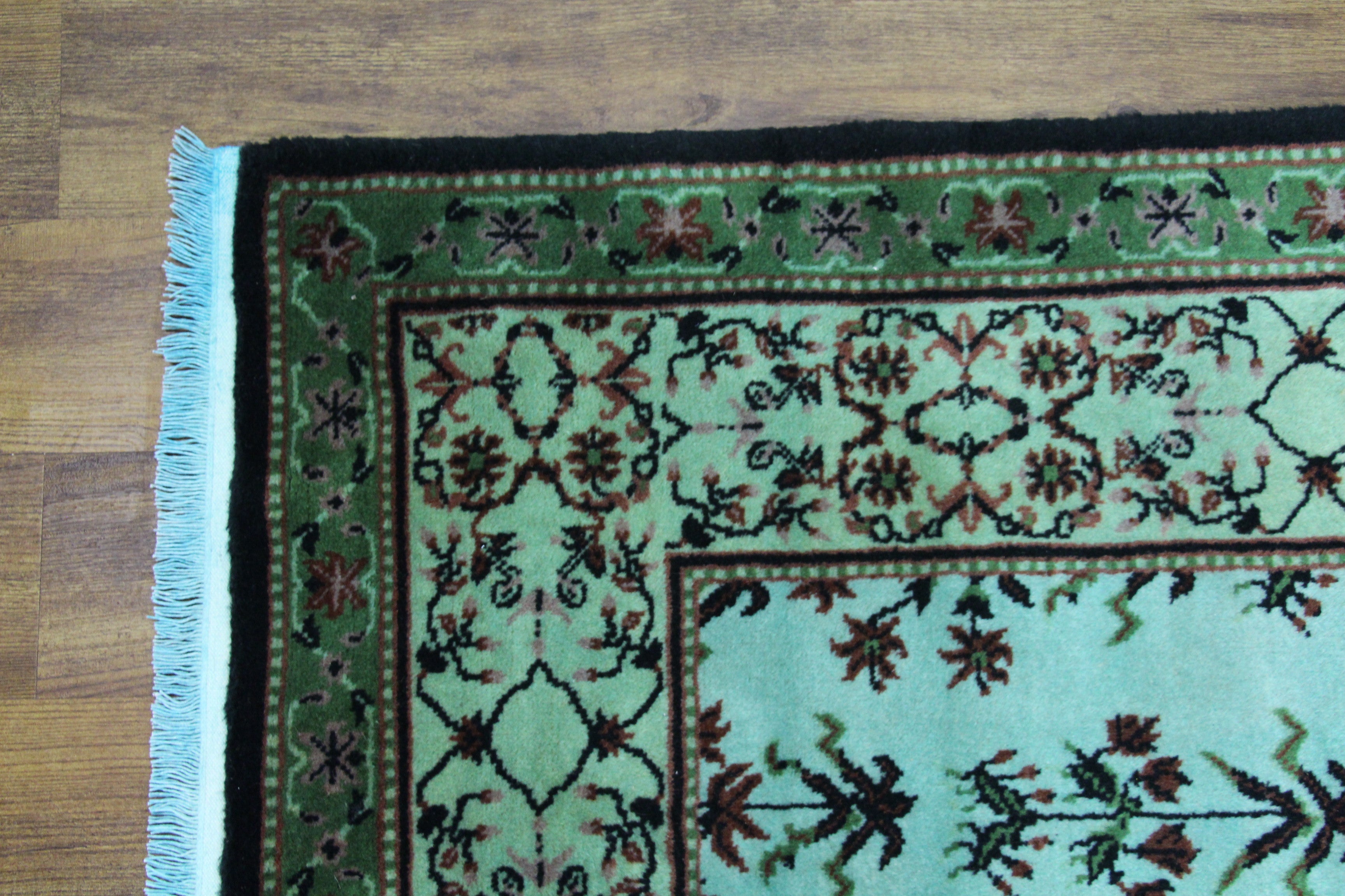 4x6 Overdyed Turquoise Rug Deco Floral Teal 2822 - west of hudson